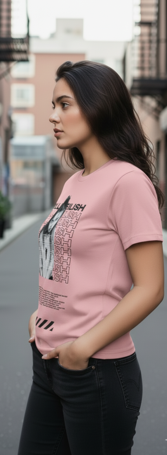 Casual Women Billie Eillish Printed Cotton T-shirt